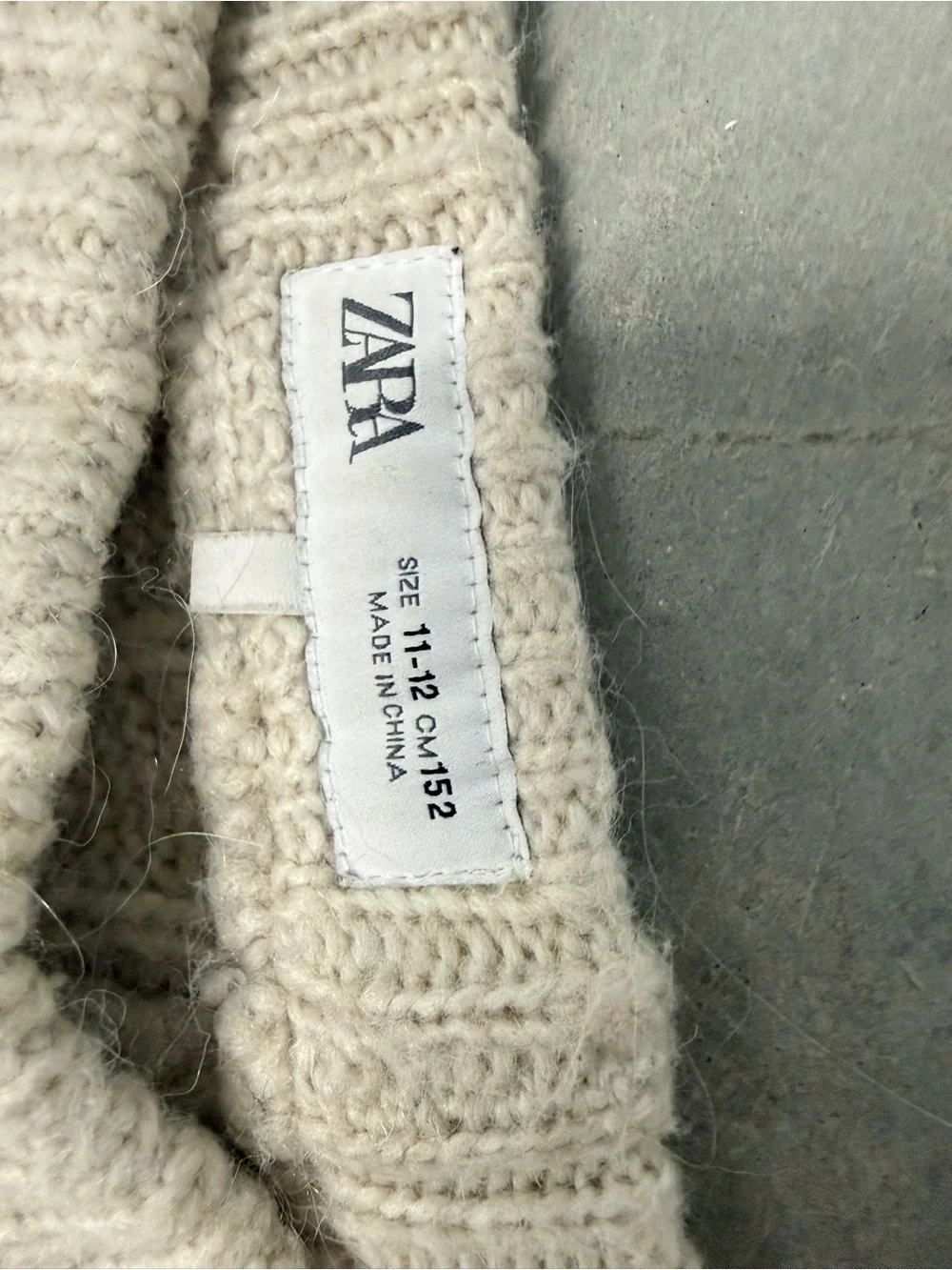 Zara Cream Cable-Knit Wide-Leg Kids Pants 11/12 girls
